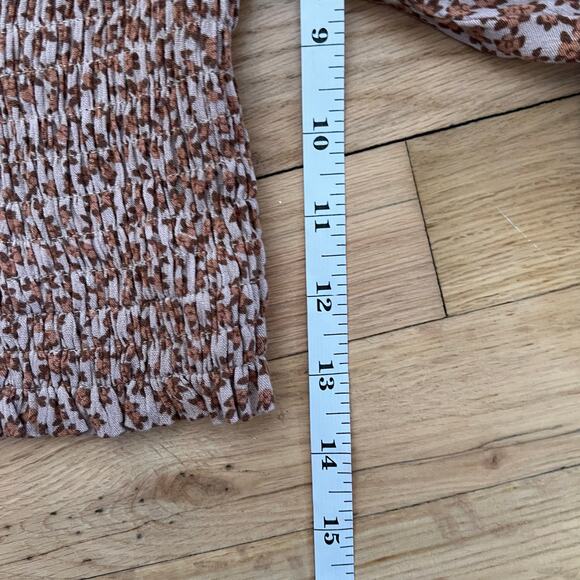 Olivaceous Women's M Puff Sleeve Cropped Smocked Top Blouse Pink Floral Print - Picture 7 of 11